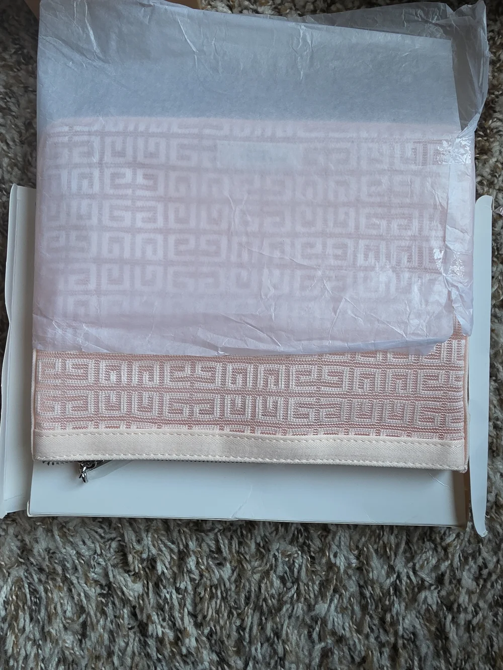 Blush Pink Geometric Jacquard Clutch